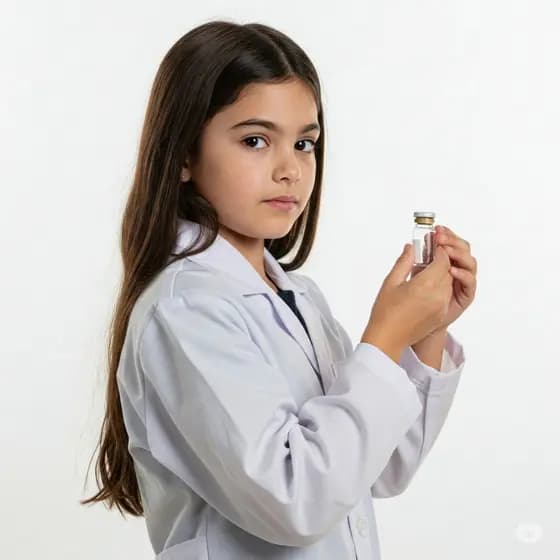 Jaleco Avental Infantil Escolar Manga Longa Branco com Bolsos e Fecho em Botão