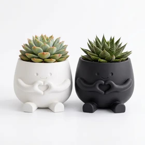 Vaso Decorativo Boneco de Suculenta | Vasinho Fofo Criativo para Decoração | Presente Romântico Moderno