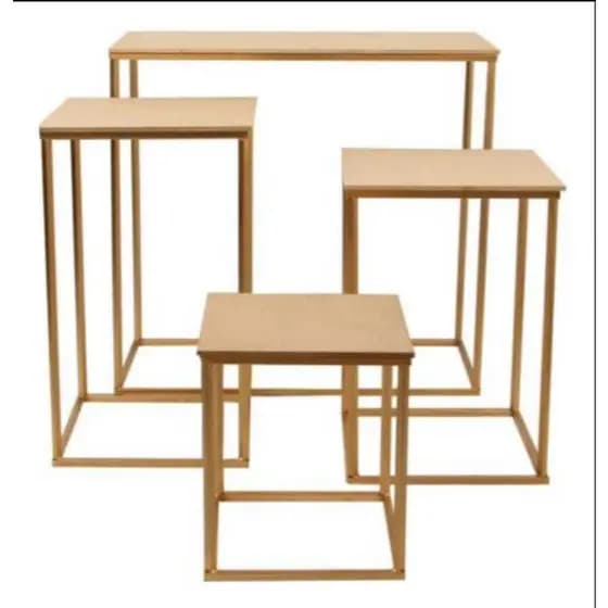 Kit Mesas E Cubo para festa desmontável dourada