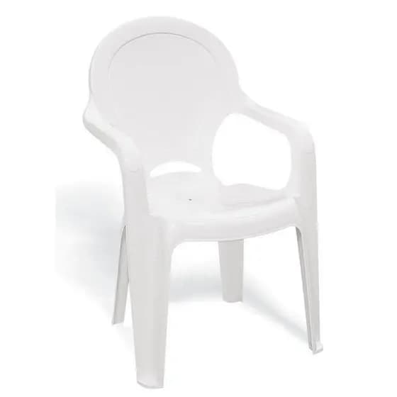 CADEIRA PLASTICA MONOBLOCO COM BRACOS INFANTIL TIQUETAQUE BRANCA