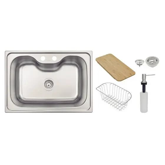 CUBA UNDERMOUNT MORGANA AÇO INOX ACABAMENTO ACETINADO 69X49 CM DOSADOR DE SABÃO, TÁBUA E CESTO ARAMADO TRAMONTINA