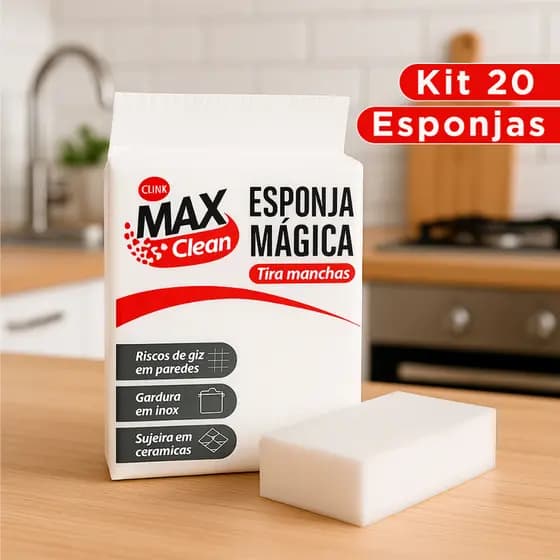 Kit 20 Esponja Mágica Desengordura Multiuso Tira Manchas Desengordura Limpeza Branca