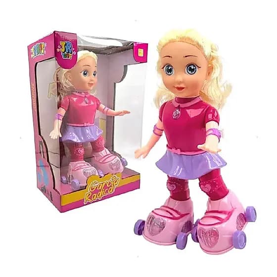 Boneca Patins Grande com Luz e Música - Brinquedo para Menina, Patinadora Divertida com Efeitos Sonoros e Luminosos