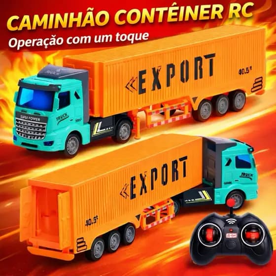 Super Caminhão Container RC Gigante Controle Remoto com Luzes Brinquedo Top para Crianças