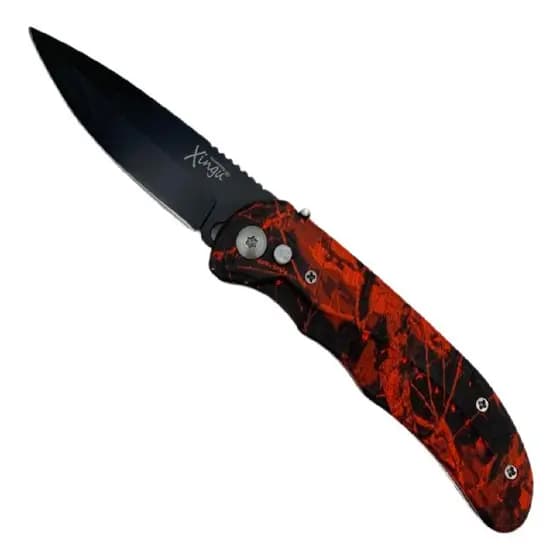 Canivete Automático 21cm - Vermelho Camuflado - Com Trava