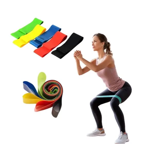 Kit 5 Elástico Treino Mini Band Com 5 Níveis de Resistência Yoga Academia