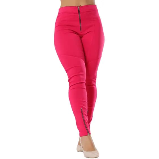 Calça 3 Zíper Bengaline Com Lycra Skinny Cintura Alta Pronta Entrega