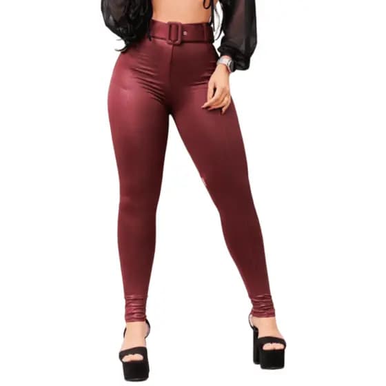 Calça Legging Feminina Vinho Cirre Cinto Eleva Bumbum Entrega Rápida