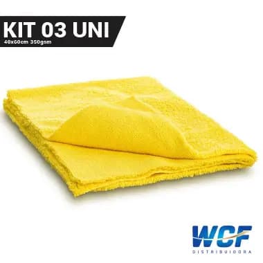 KIT 3 FLANELA DE MICROFIBRA 40X60 PANO A LASER AMARELA VILUSTRO 350GSM