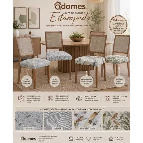 Capa de Assento Estampada Premium Confortável -Adomes