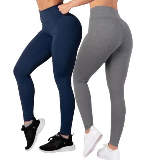 Kit 2 Leggings Fitness Cintura Alta Suplex Calça confortável Academia