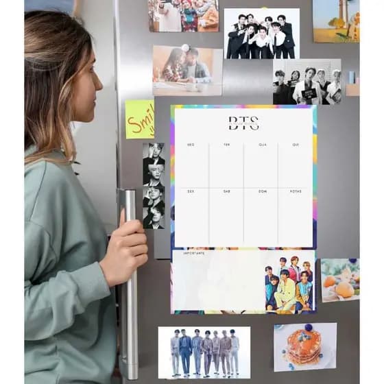 ARMY Planner | Planner Magnético BTS | Planner semanal | Quadro de planejamento com imã para geladeira| Lousa Magnética