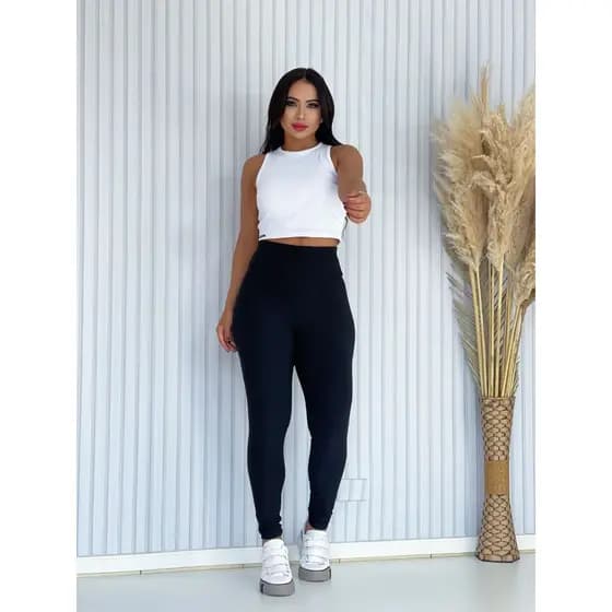 Calça Legging Lisa Academia Feminina Suplex Cintura Alta Empina Bumbum