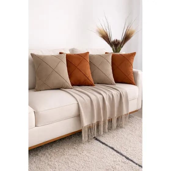 Kit 4 Capa Almofada Suede 40x40 Zíper Invisível Sala Sofá Cama