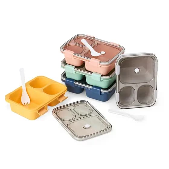 Marmita Fit Hermética 800ml com Divisórias e Garfo - Sem Vazamento