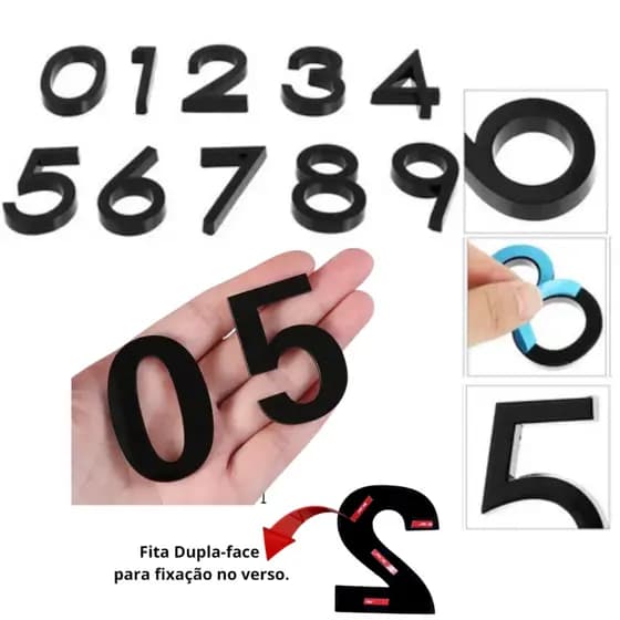 Números e Letras Para Portas Fachadas Residencias Comércio em Acrílico - 5cm altura - Moderno e Sofisticado!