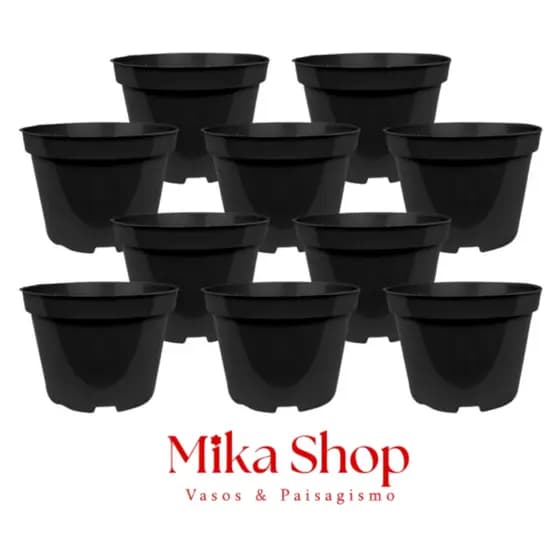 Kit 100 Vasos Plásticos Pote 11 de 430ml Preto Para Suculentas, Violetas, Cactos, Mudas e Artesanato