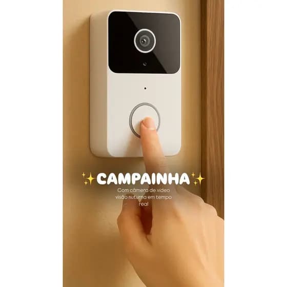 Campainha Com Câmera Vídeo Porteiro Wi-Fi Inteligente Sem Fio Acompanhe Tudo Pelo Celular.