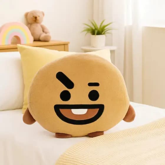 Manta Almofada Infantil Personagens BT21 Marrom Capa Manta Infantil Kpop