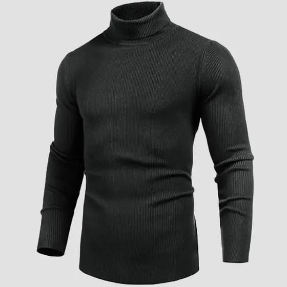 Blusa Cacharrel Masculina Canelada Manga Longa Gola Alta