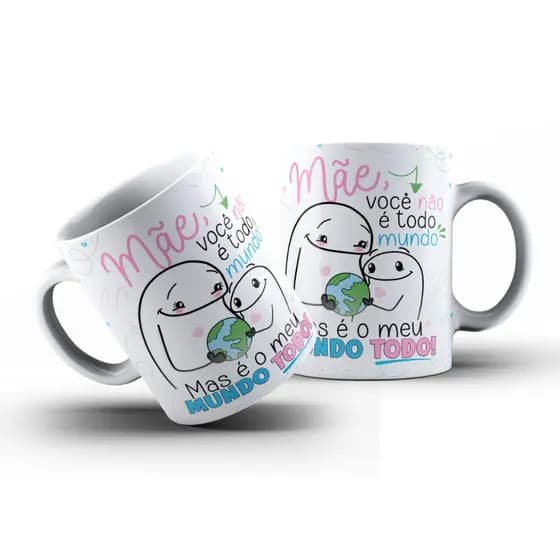 Caneca Xícara Personalizada Dia das Mães Flork Divertida Porcelana 325ml