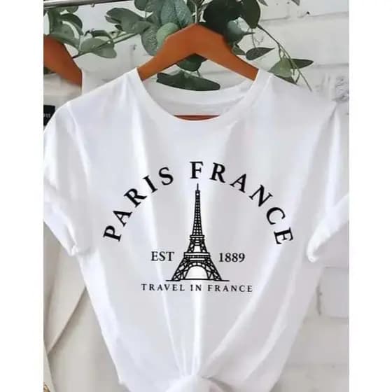 Camiseta Paris Premium 100% Algodao Personalizada Feminina