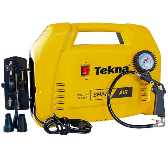 Kit Compressor de Ar Direto Formato Maleta Tekna CP6 0T 1MK 1.5hp Isento de Óleo 3450 RPM