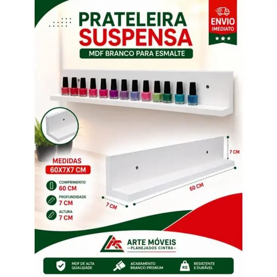 1 Pratileira Expositor Esmaltes Temperos 100% MDF