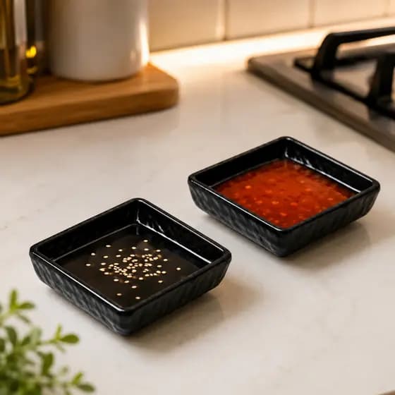Tigela Molheira de Melamina Preta Para Molhos Petiscos Sushi Restaurante Oriental