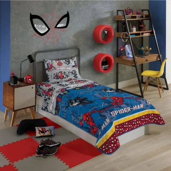 Edredom Cama Solteiro Infantil Dupla Face menino Menina Kids Criança Homen Aranha Stitch Frozen Barbie