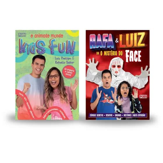 Coleção 2 Livrões Atividades Enigmas Desafios Rafa e Luiz - O Animado Mundo Kids Fun e O Mistério do Face