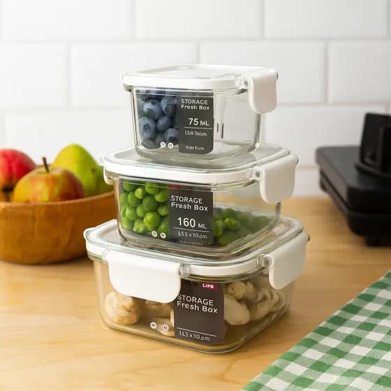 Kit 3 Pote Hermético Conjunto Quadrado ou Retangular Vedado Não Vaza Alimentos - Escolha o Seu!