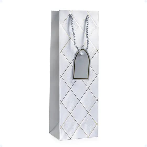 Sacola De Presente Para Bebidas Vinho Personalizada De Papel Premium Resistente Estampada 40x10x9