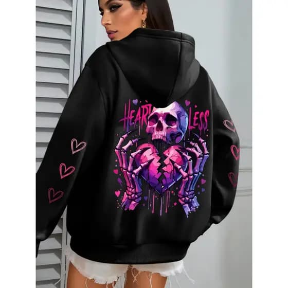 Moletom Blusa de Frio Casaco Caveira Coração Partido Ouça Menos Novo!