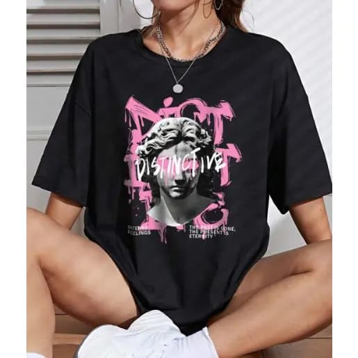 Camiseta Distinctive Escultura Gráfica Rosa