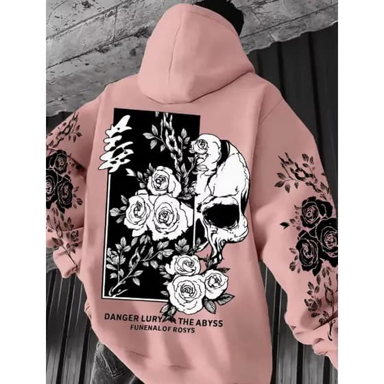 Moletom Street Art Skull & Roses – Casaco Visual Dark Exclusivo