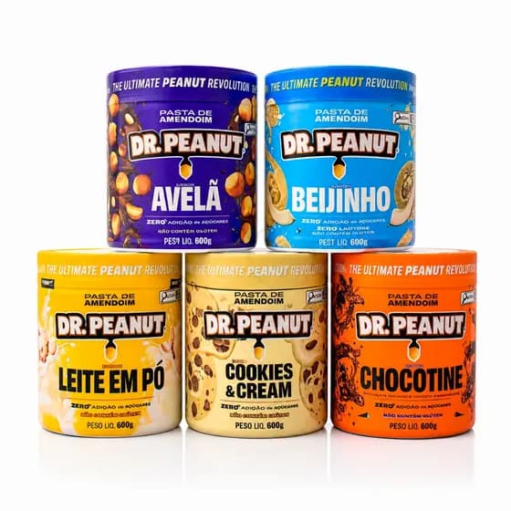 Pasta De Amendoim 600g Dr Peanut Vários Sabores Sem Açúcar Sem Glúten Cremosa Sabor Intenso