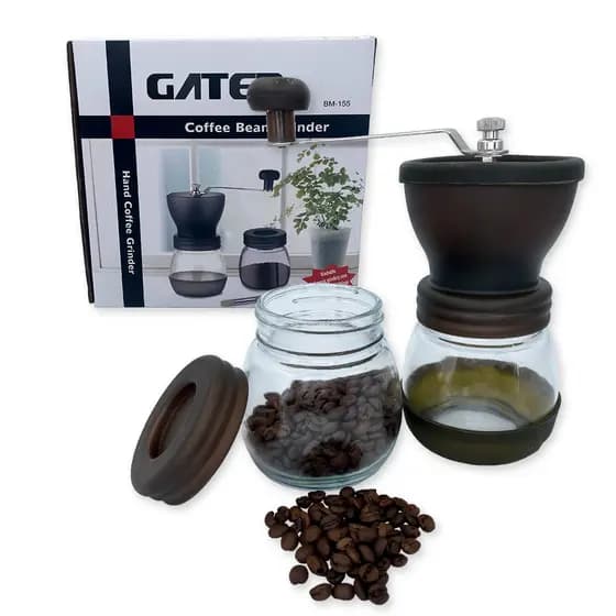 Moedor de Café Manual Vidro Plástico Inox Cerâmica