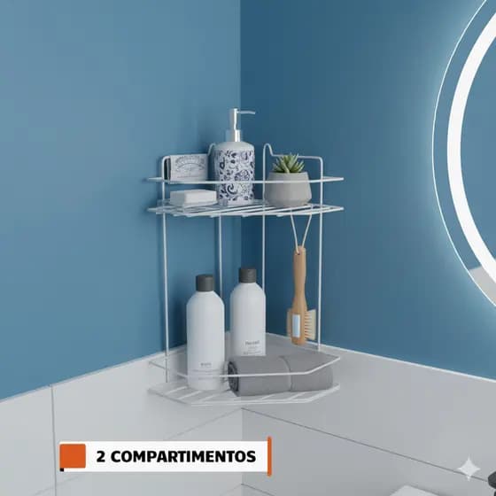 Porta Shampoo Cantoneira Prateleira Toalha Condicionador Suporte Acessorio Organizador Casa Banheiro