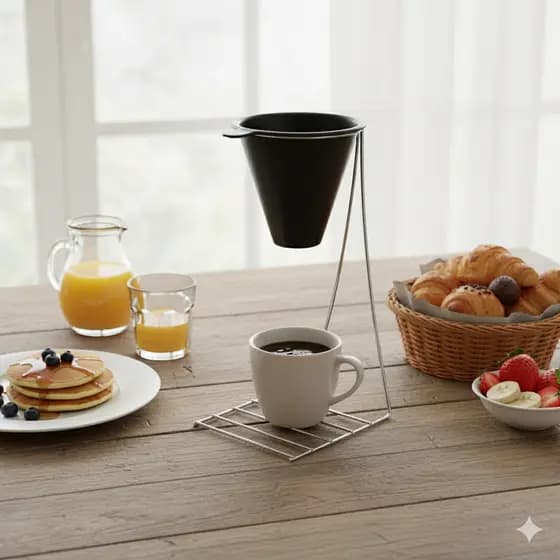 Suporte Porta Coador Café Plástico Cromado Grande C/ Porta Filtro Plástico Para Cozinha Decoração
