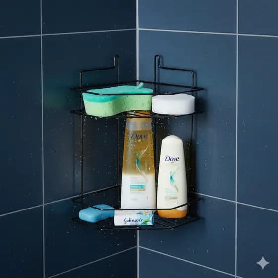 Porta Shampoo Cantoneira Prateleira Suporte Duplo Organizador Banheiro Shampoo Xampo Condicionador