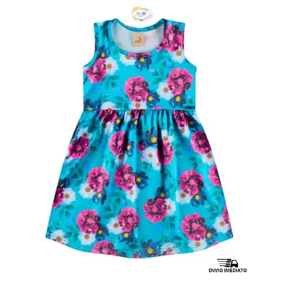 Vestido Infantil Juvenil Menina Verão Crepe Estampa Flores