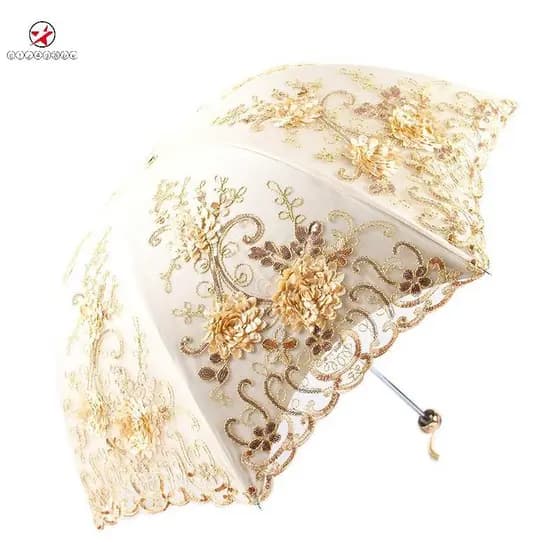 Guarda-Sol De Renda UV Dobrável 3D Flor Bordado Chuva Ao Ar Livre Verão Casamento E zctz4d8bet.br