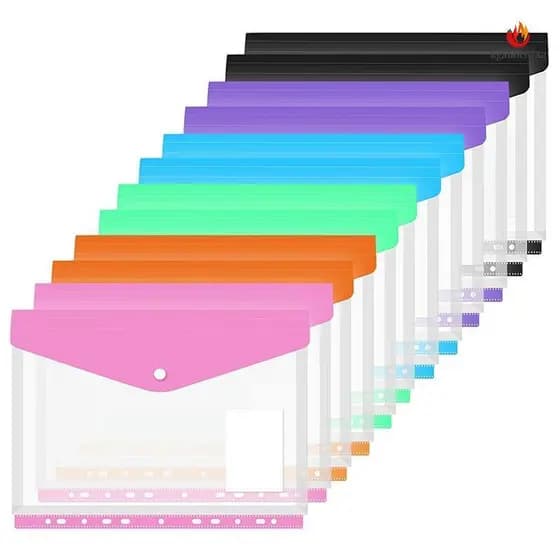12 Pacotes De Bolso Para Fichário , 11 Furos , Pastas Expansíveis 2/3/4 , Pasta De Anel , Envelope De Plástico , Bolsa D