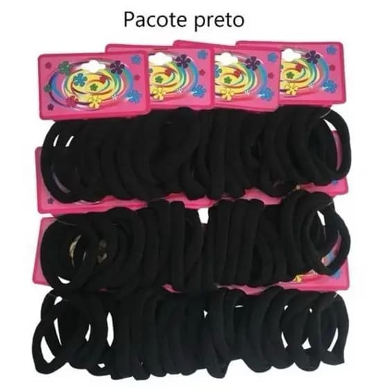 KIT 6/12/18/24/30 Elásticos Xuxinha Cabelo rabico Pacote preta preto