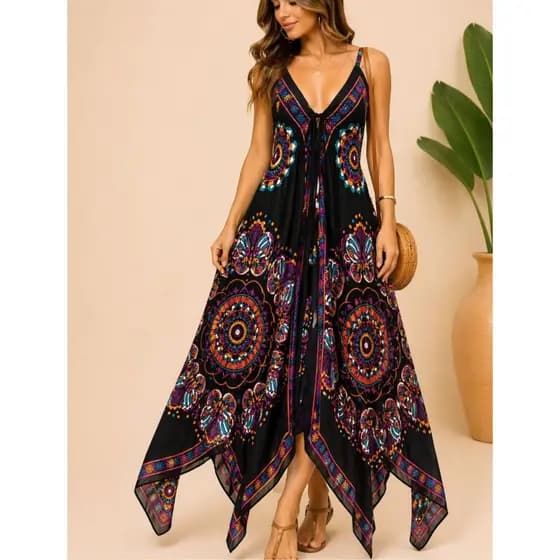 Vestido Envelope Lenço Indiano Longo Feminino Estampado Soltinho Elegante Moda Praia Premium
