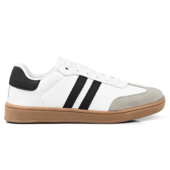 Tênis Casual sola Baixa Estiloso Branco Preto Feminino - Envio Imediato