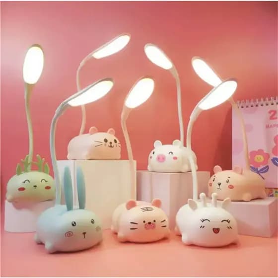 Luminária De Mesa Led Infantil Abajur Fofo Bichinhos Kawaii Flexível Leitura Quarto