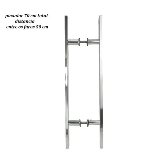 Puxador Porta Pivotante 70cm (entre furos 50cm) Barra Chata Para Porta De Madeira ou Vidro