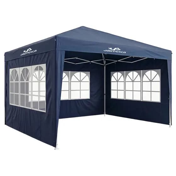 Tenda Gazebo Com Cortinas Jaú Pesca SANFONADO Para Uso Externo 3x3x2,55 4 Cordas e 4 Estacas